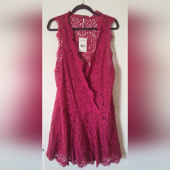 Elegant Lace Sleeveless Dress - Pink - Picture 1 of 6